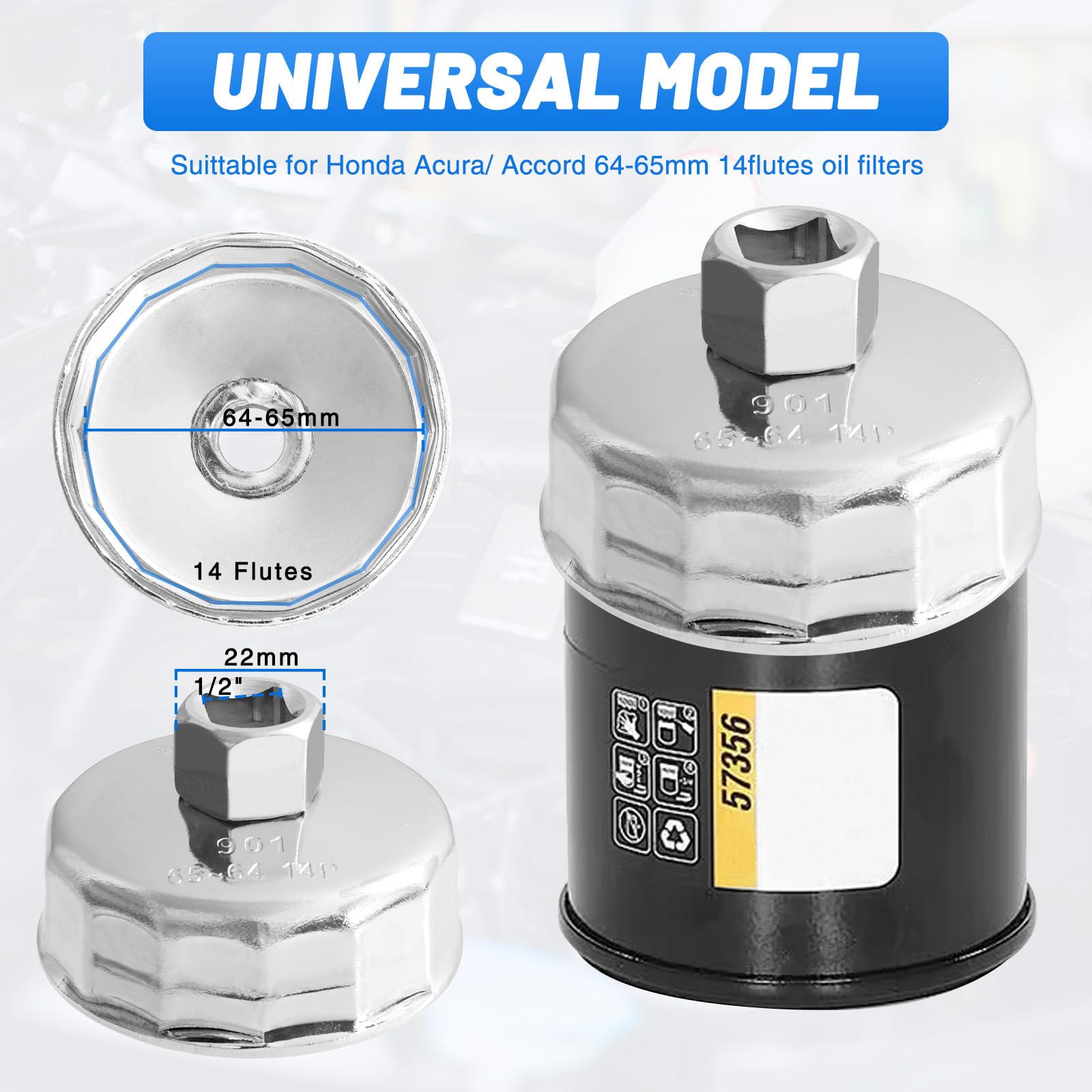 Amazon.co.jp: Tongze 64-65mm オイルフィルターレンチ:14フルート